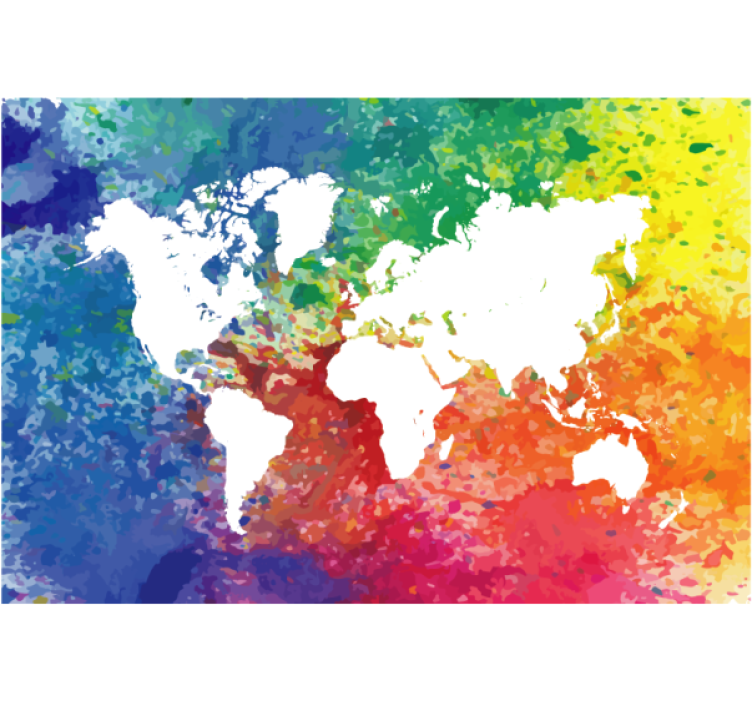 Living room roller blind artistic colorful world map - TenStickers