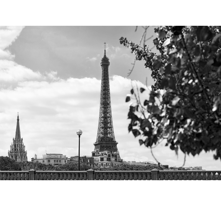 Living room roller blind with black and white eiffel tower - TenStickers