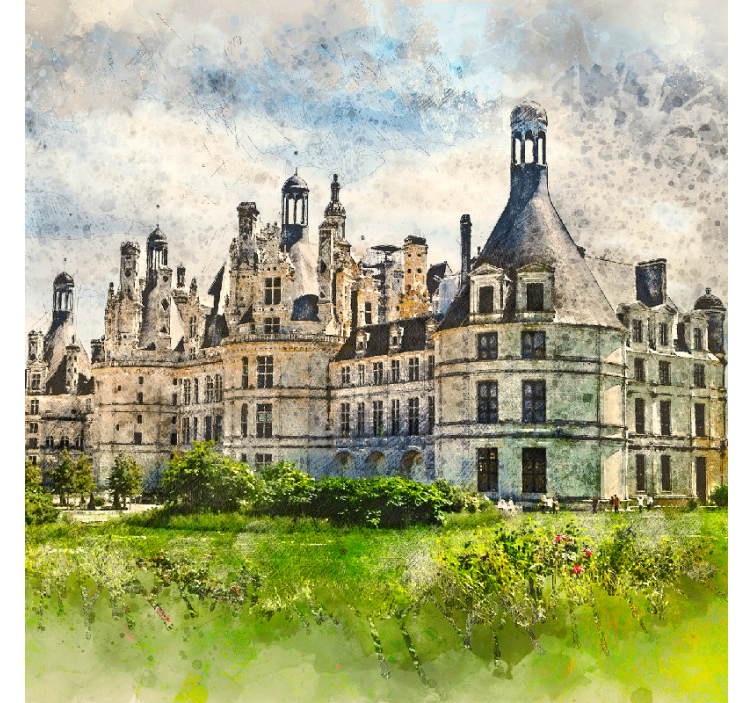 Living room roller blind french castle design - TenStickers