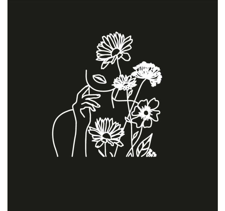 Living room roller blind with woman and sunflowers design - TenStickers