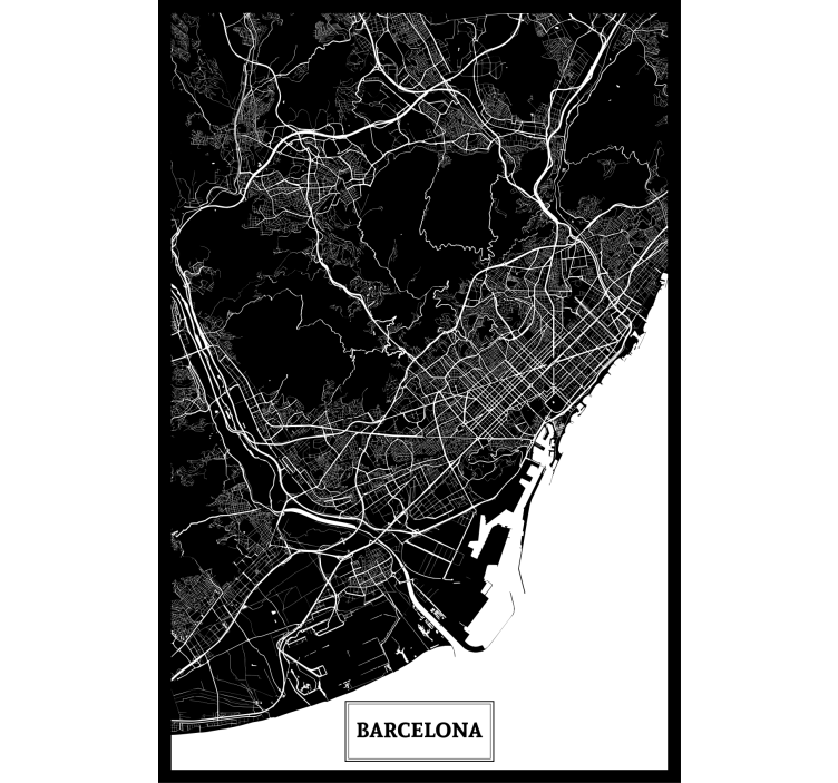 Living room roller blind barcelona topographic map - TenStickers
