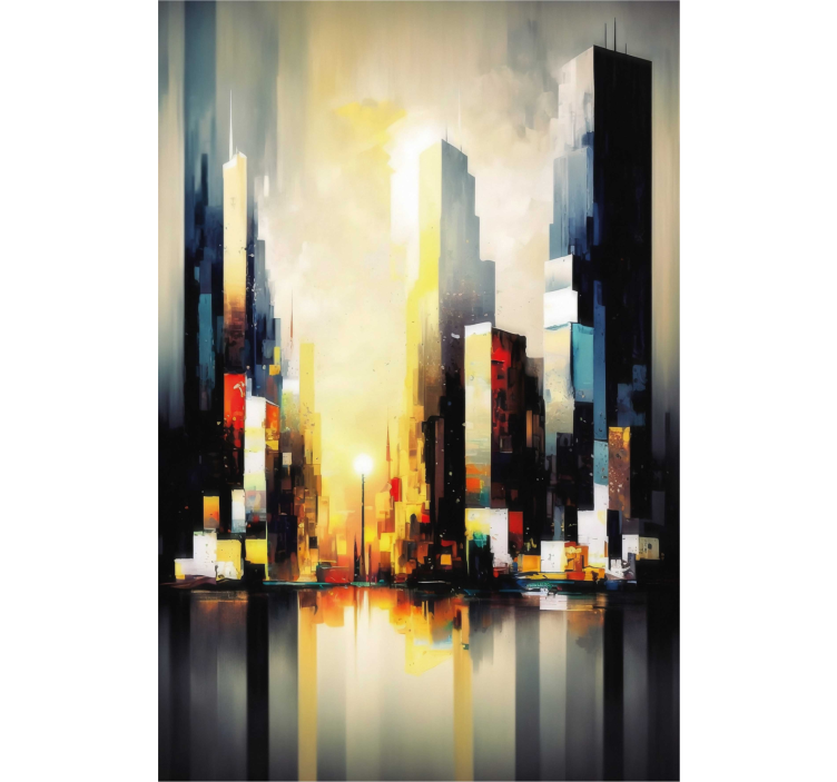 Living room roller blind modern abstract city art - TenStickers