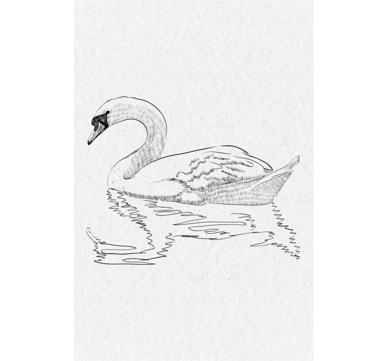 Living room roller blind sketch swan - TenStickers