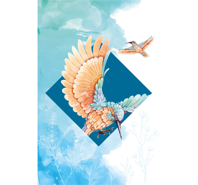 Living room roller blind kingfisher birds design - TenStickers