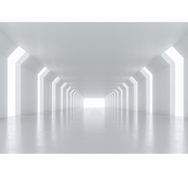 White roller blind futuristic corridor view - TenStickers