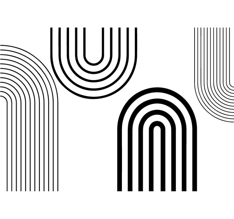 White roller blind with sleek black arcs - TenStickers