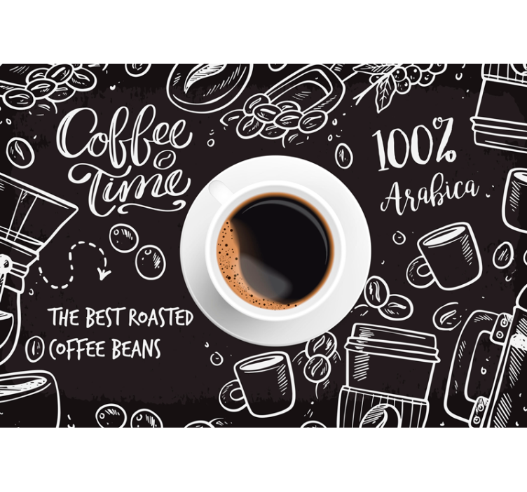 Black roller blind with coffee time designs - TenStickers