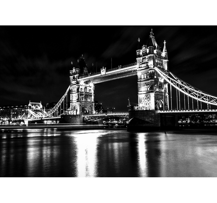 Black roller blind london bridge night - TenStickers