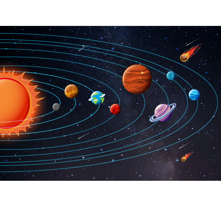 Black roller blind space-themed kids animation - TenStickers