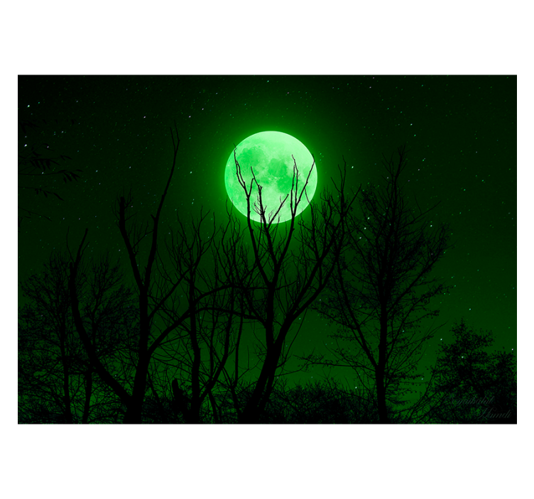 Black roller blind green moon - TenStickers