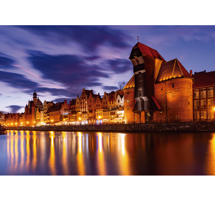 Blue roller blind gdańsk by night - TenStickers