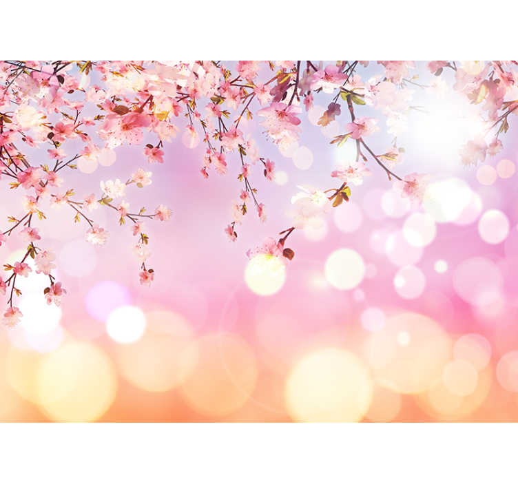 Pink roller blind cherry blossom 3d - TenStickers