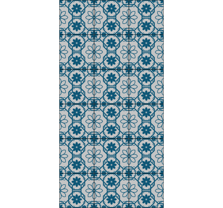 Blue roller blind floral mosaic design - TenStickers