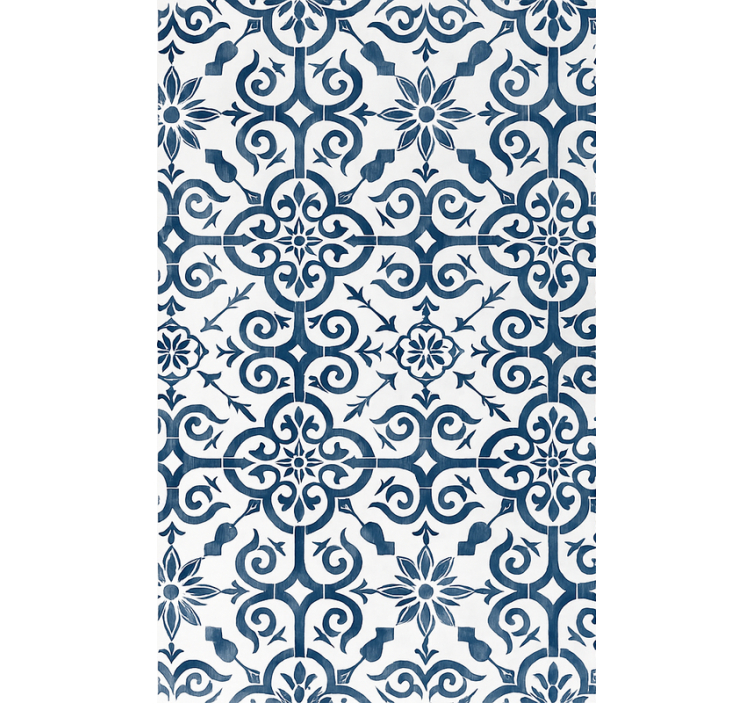 Blue roller blind in moroccan blue tile design - TenStickers