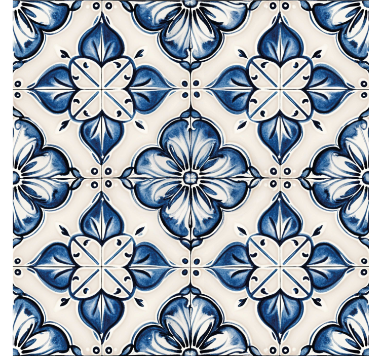 Blue roller blind with blue floral pattern - TenStickers