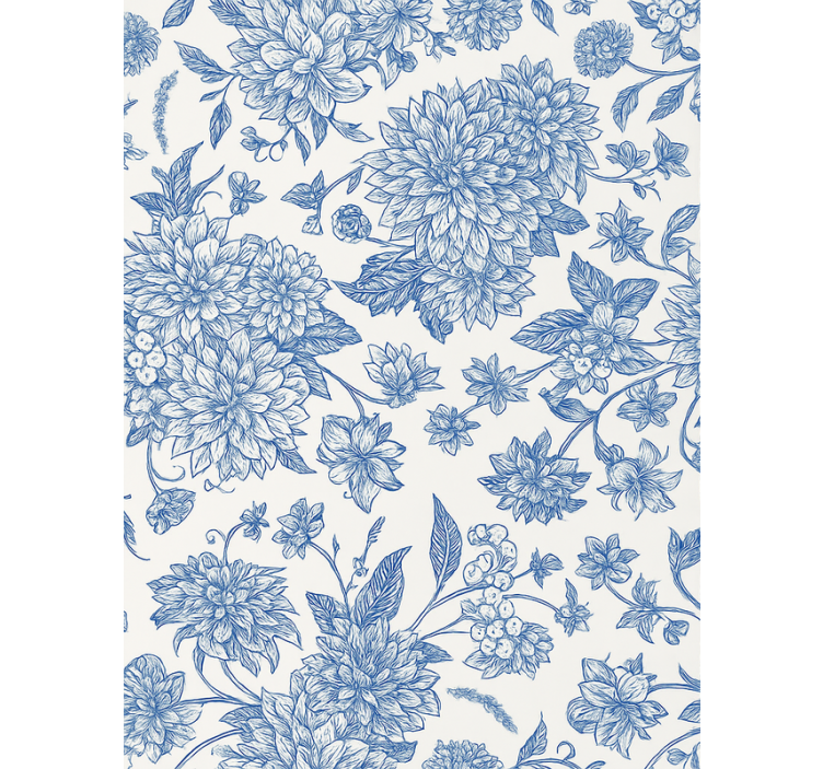 Blue roller blind in blue dahlia floral design - TenStickers