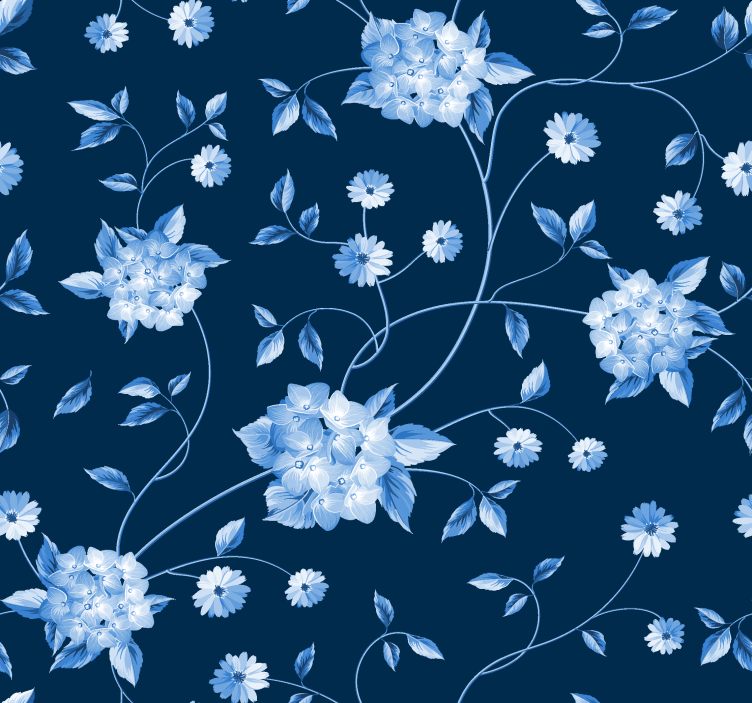 Blue roller blind with floral stems design - TenStickers