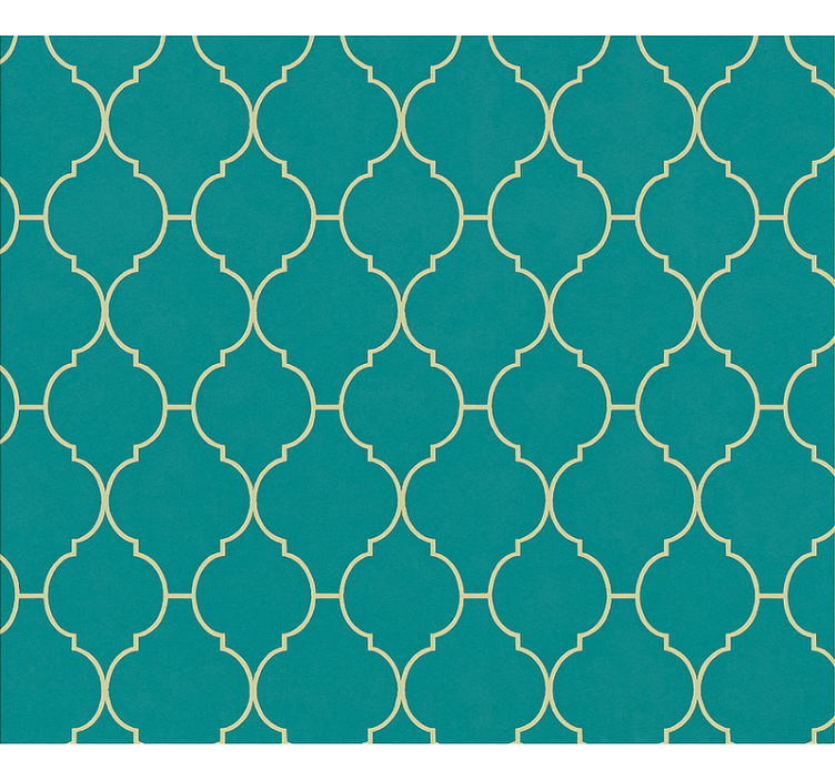 Blue roller blind with gold and turquoise design - TenStickers