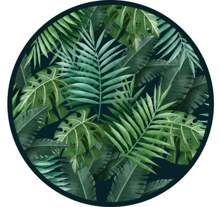 Green roller blind with circular exotic green leaves - TenStickers