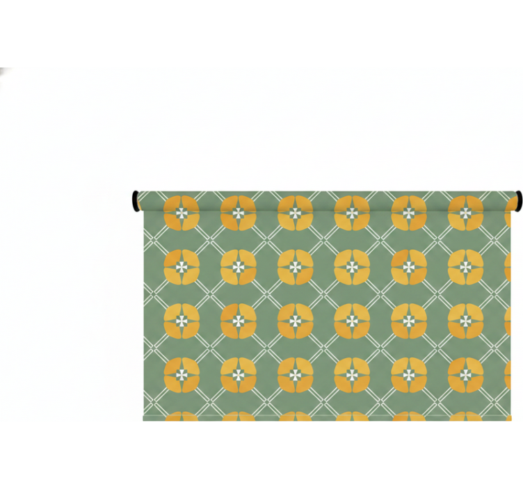 Green roller blind with vintage green floral pattern - TenStickers