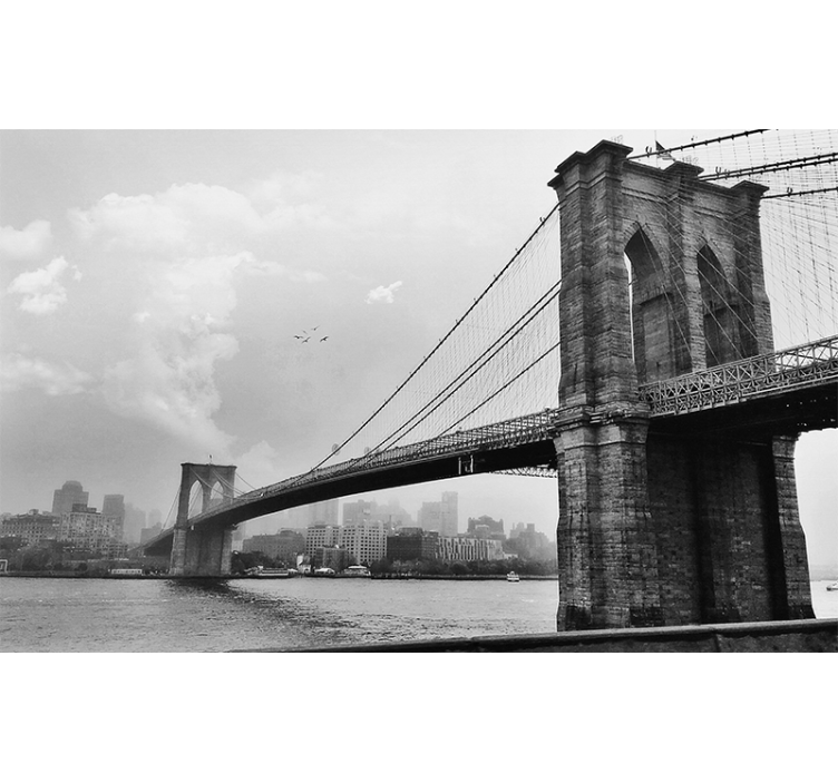 Gray roller blind new york bridge living room mural - TenStickers