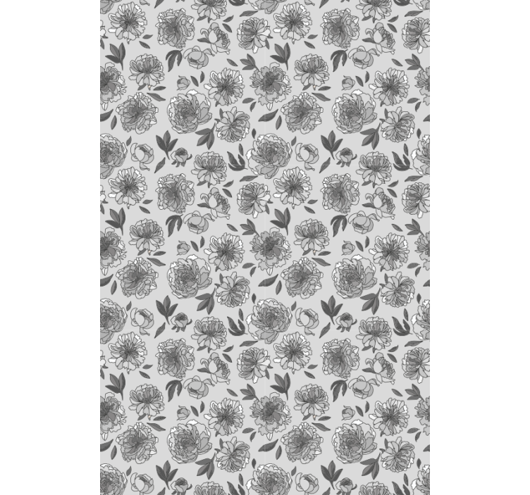 Monochrome Peony Pattern flower roller blind - TenStickers