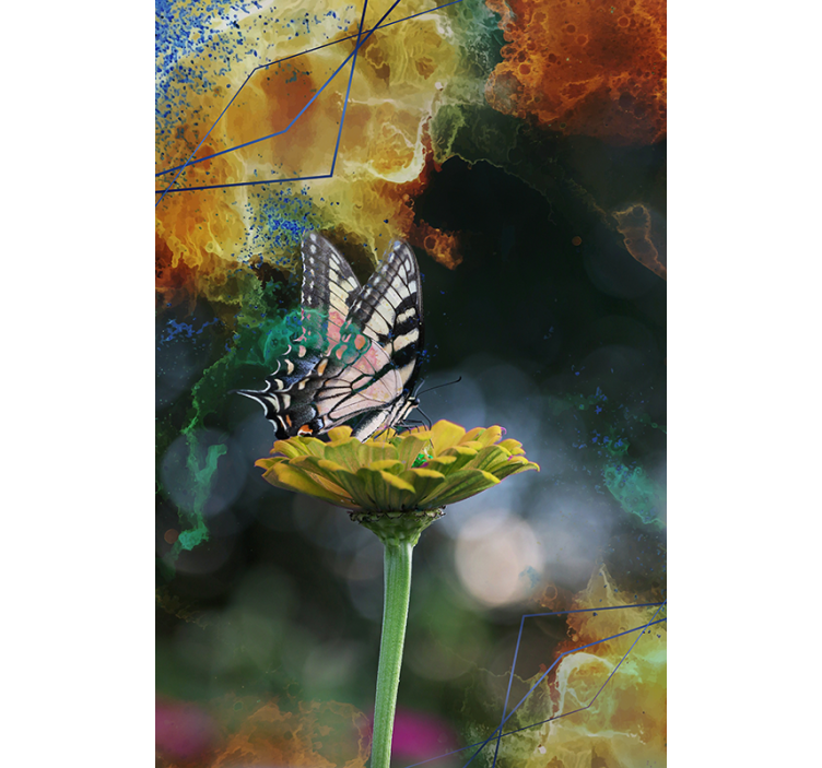 Butterfly Floral Composition butterfly roller blind - TenStickers