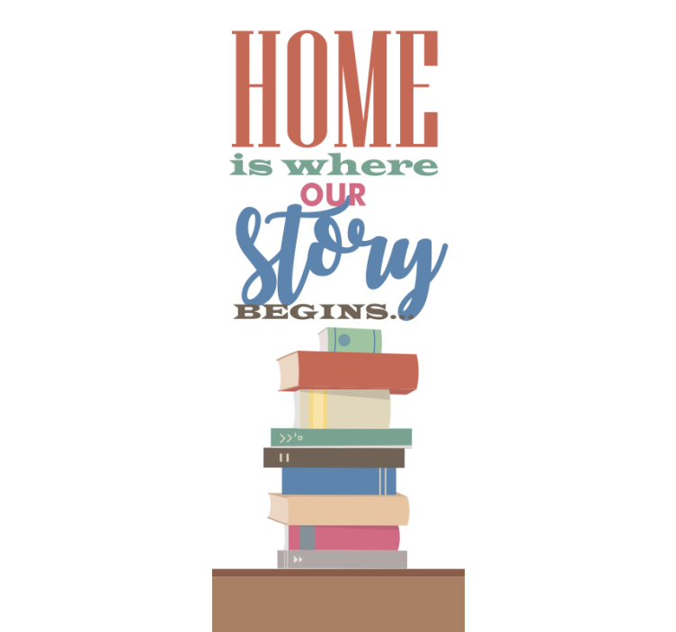 Home Story Begins Here text roller blind - TenStickers