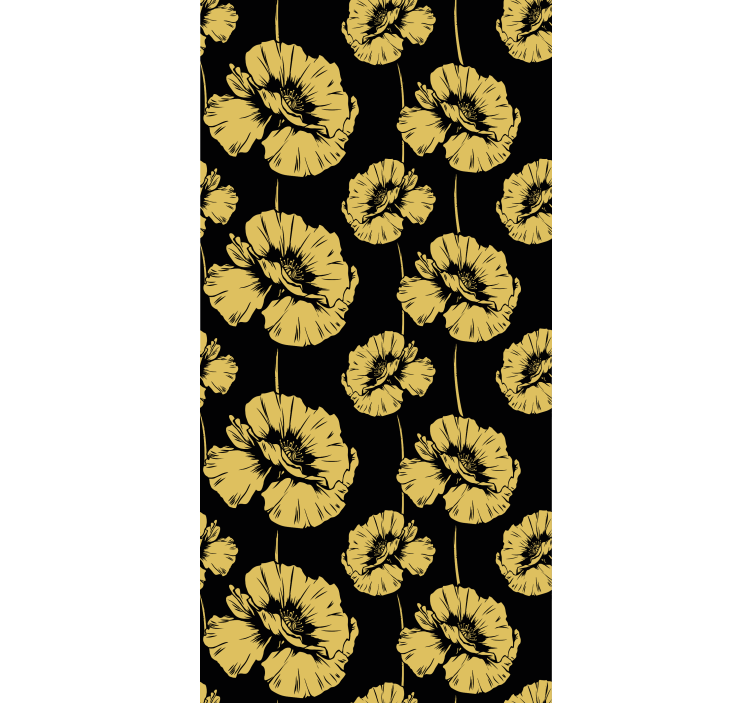 Yellow and black design flower roller blind - TenStickers