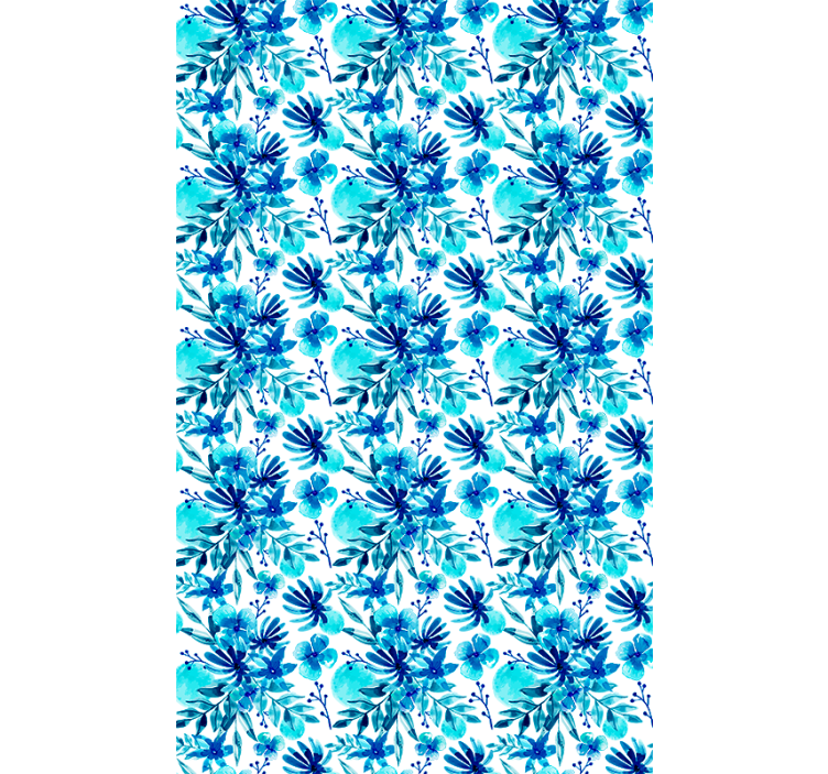 Vivid blue theme flowers and plants roller blind - TenStickers