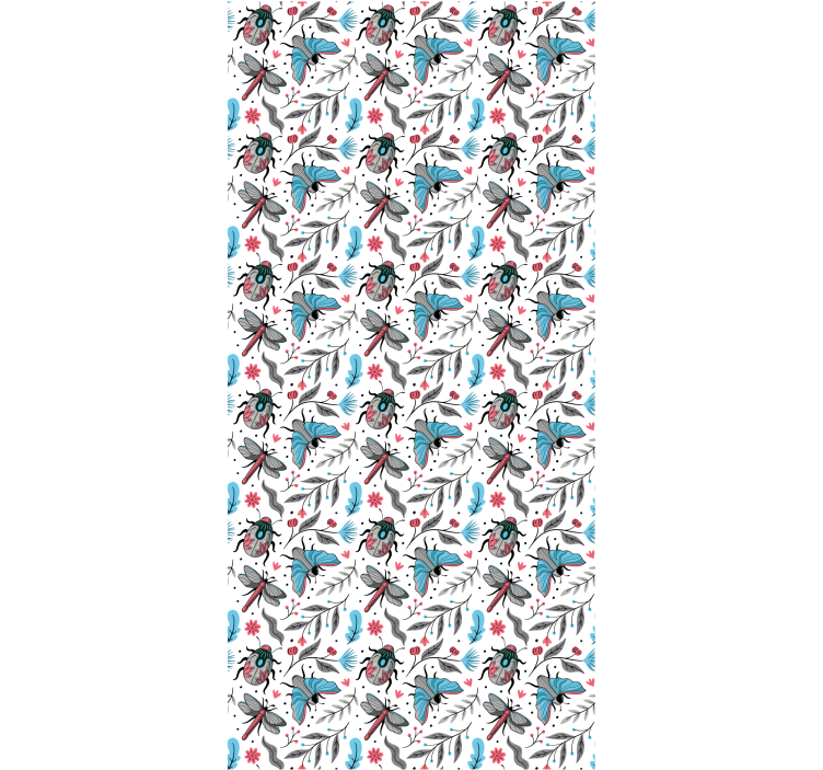 Winged insects and flora flowers and plants roller blind - TenStickers