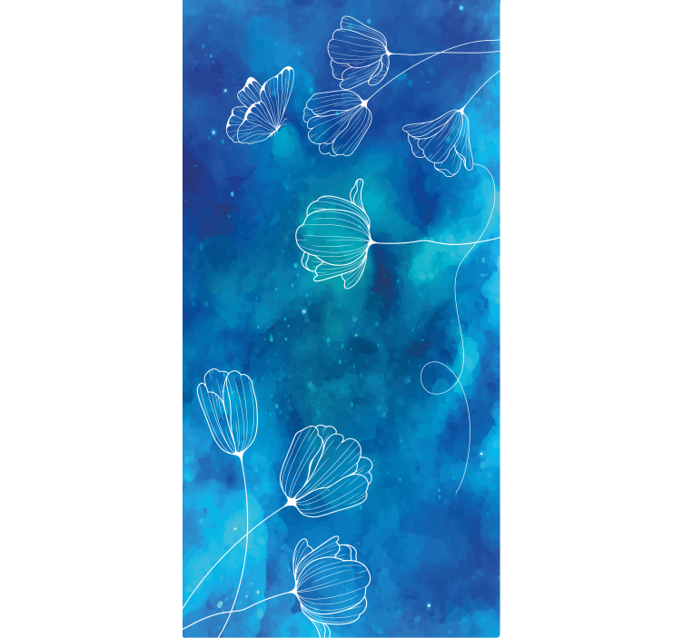 Elegant blue silhouettes flower roller blind - TenStickers