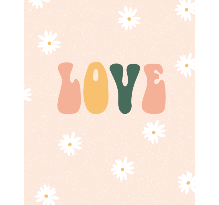Love Floral Pattern text roller blind - TenStickers