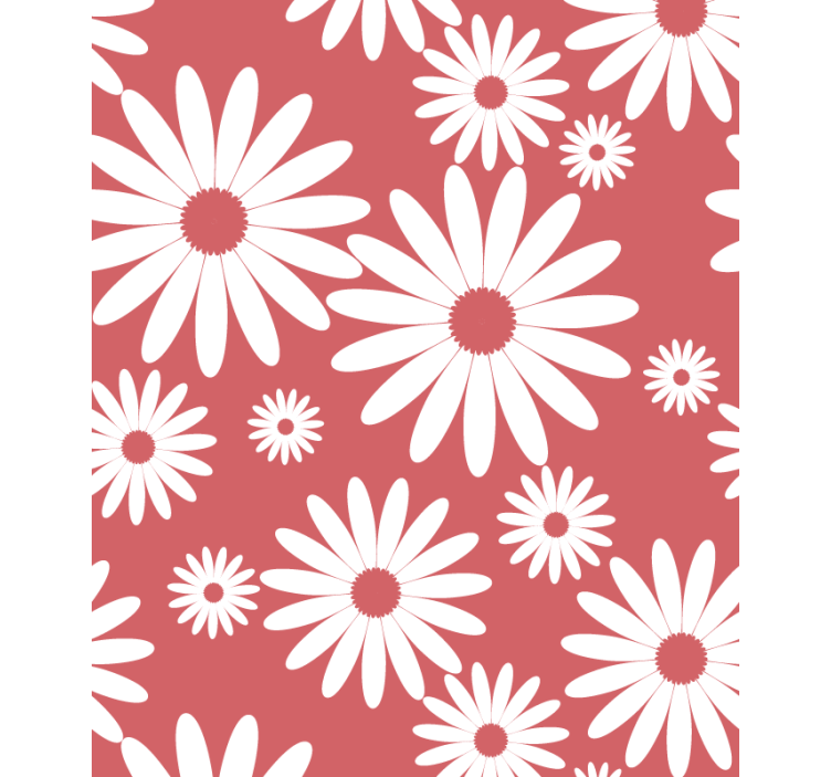 White Daisy Pattern flowers and plants roller blind - TenStickers