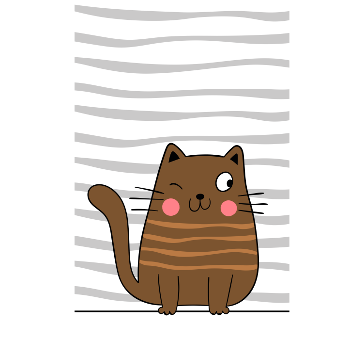 Cute striped brown cat Childrens blind - TenStickers