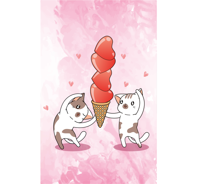 Kittens enjoying ice cream romantic roller blind - TenStickers