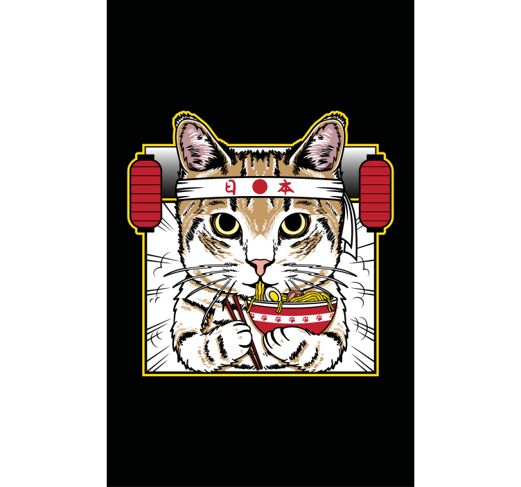Noodle-Eating Cat animal roller blind - TenStickers
