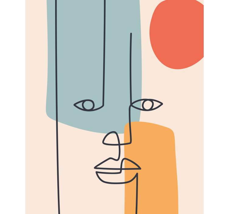 Abstract Face Outline art roller blind - TenStickers