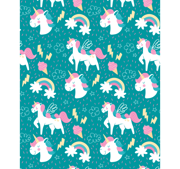 Blue unicorn pattern children room roller blind - TenStickers