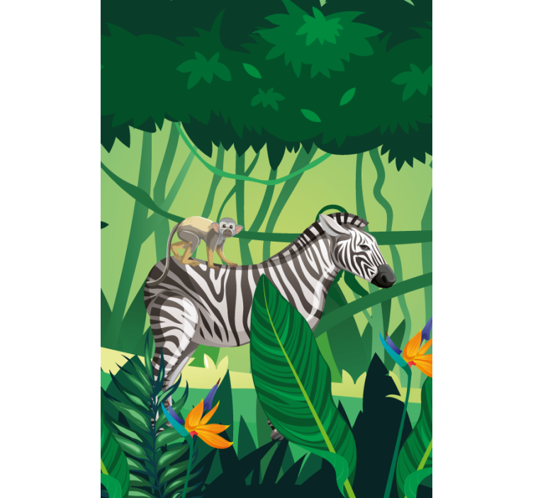 Zebra With Monkey animal roller blind - TenStickers