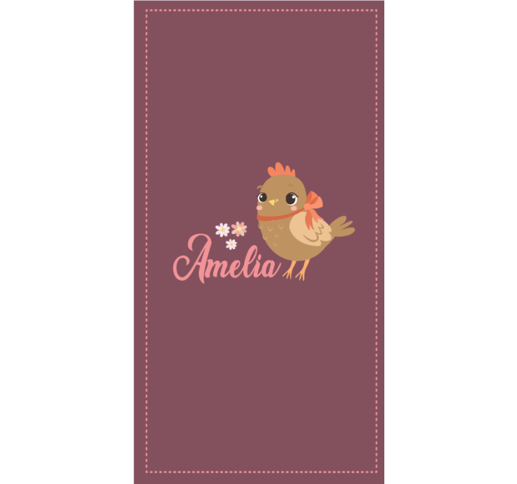 Baby chick with flowers and name animal roller blind - TenStickers