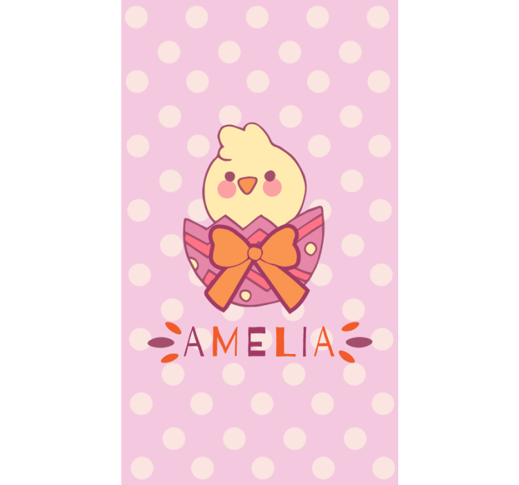 Baby chick with bow and name customise roller blind - TenStickers