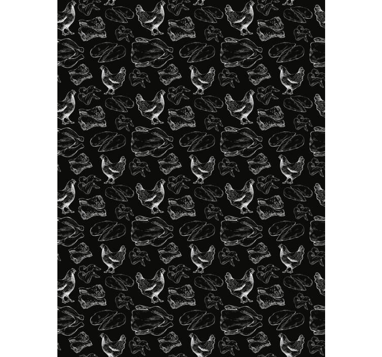 Black and white fried chicken animal blind - TenStickers