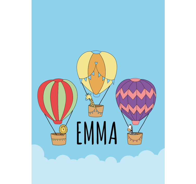 Balloon adventure with name children room roller blind - TenStickers