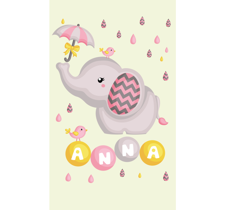 Children room roller blind baby elephant name umbrella - TenStickers