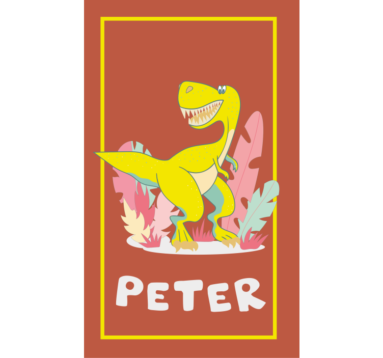 Yellow T-Rex with name dinosaur roller blind - TenStickers