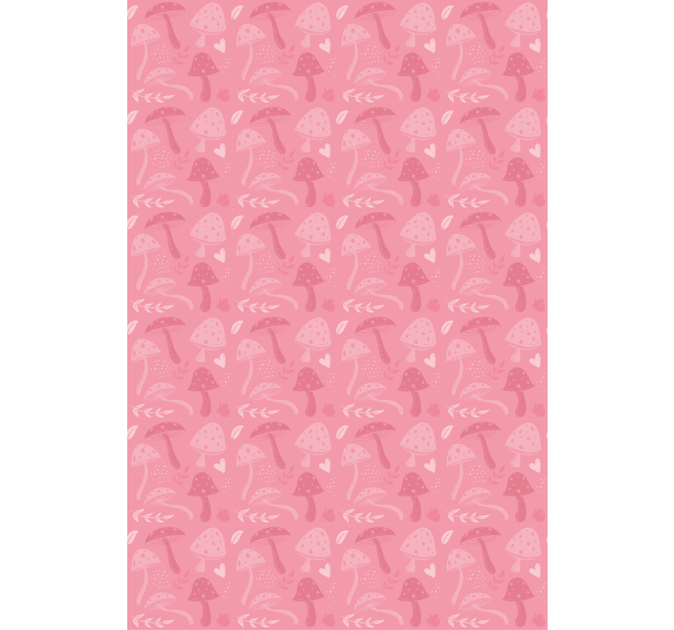 Pink charming mushrooms flowers and plants roller blind - TenStickers