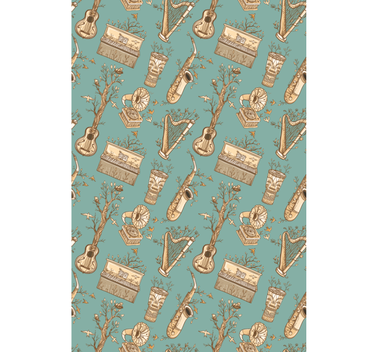 Vintage musical instruments teenage bedroom roller blind - TenStickers