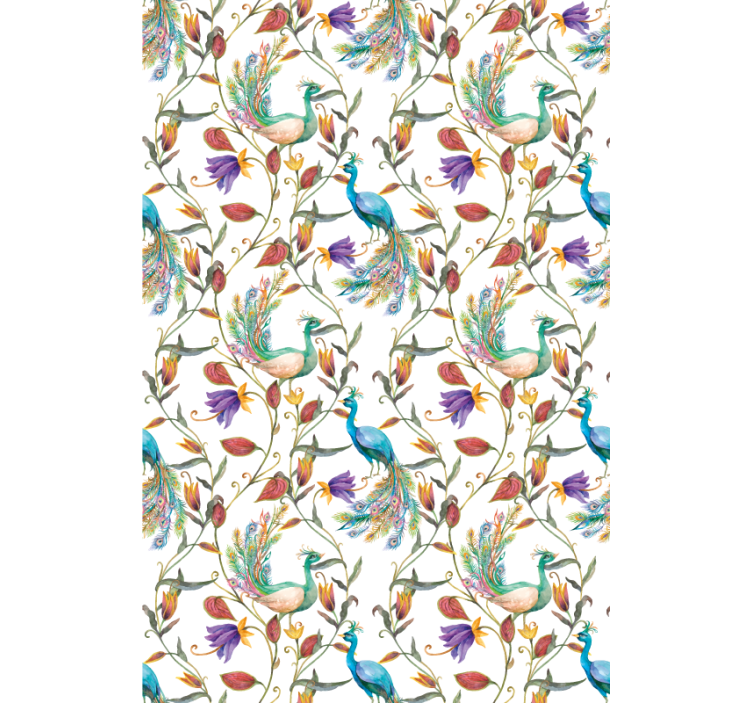 Elegant Peacock Floral flowers and plants roller blind - TenStickers