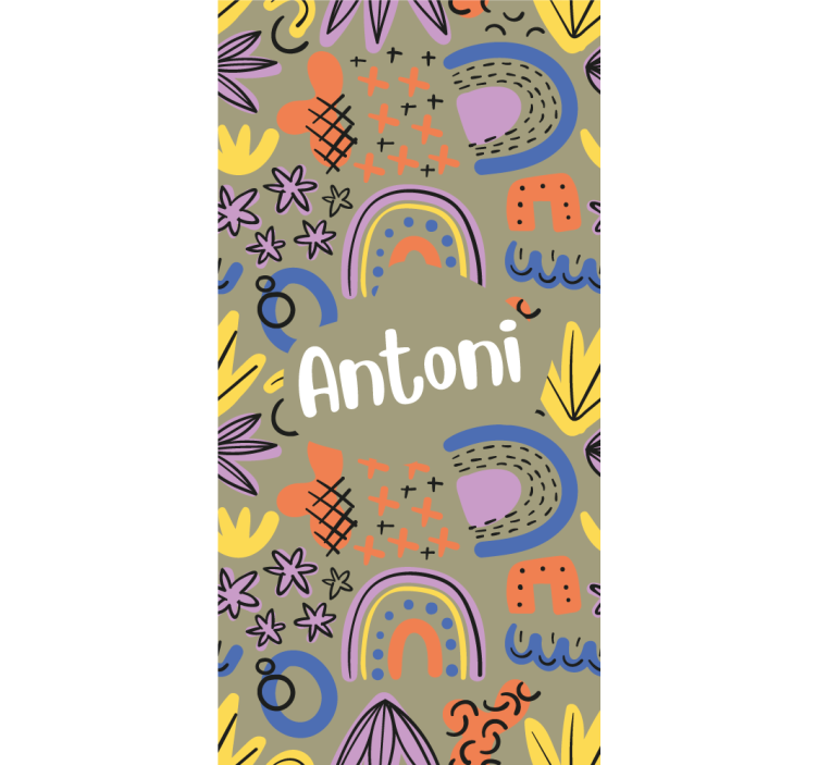 Geometric rainbows with name children room roller blind - TenStickers